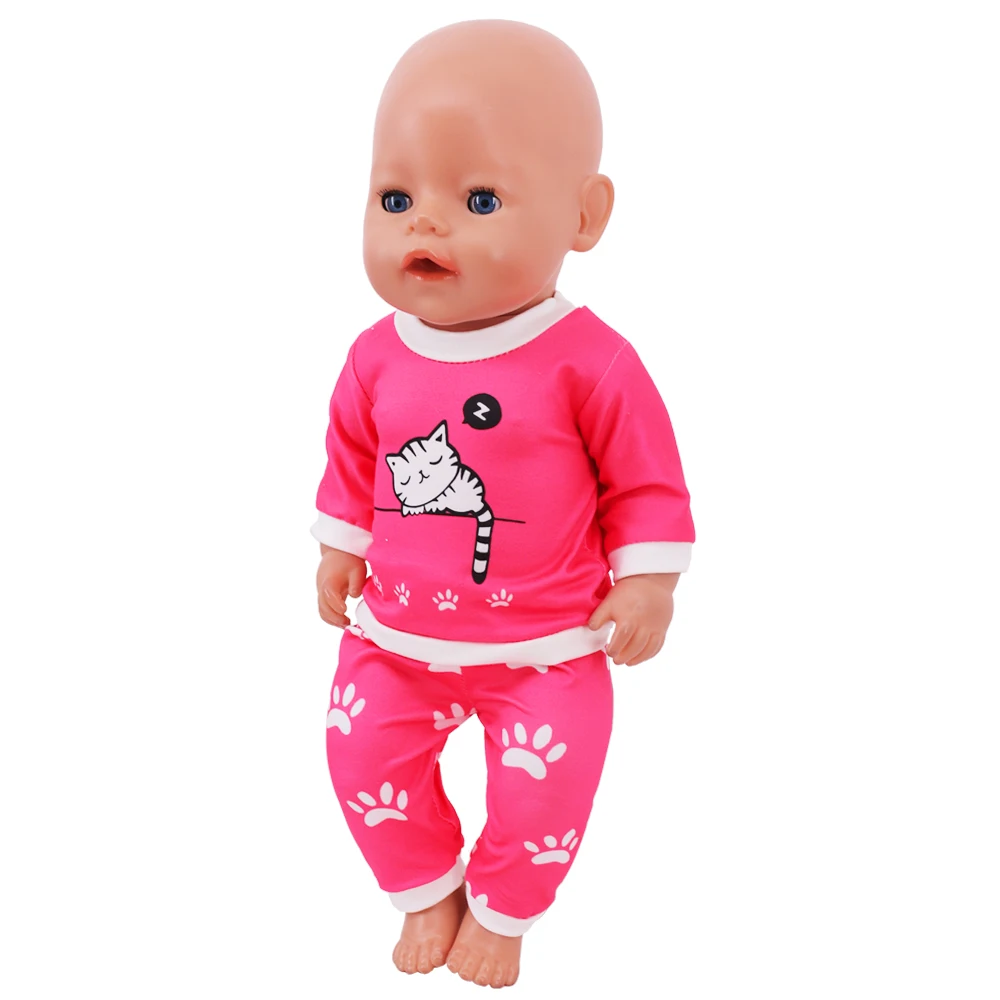 2 Pcs/Set Kawaii Animal Pajamas Suit For 43cm Baby Doll Clothes Accessories And 18 Inch American Doll Girl's Toys Our Generation