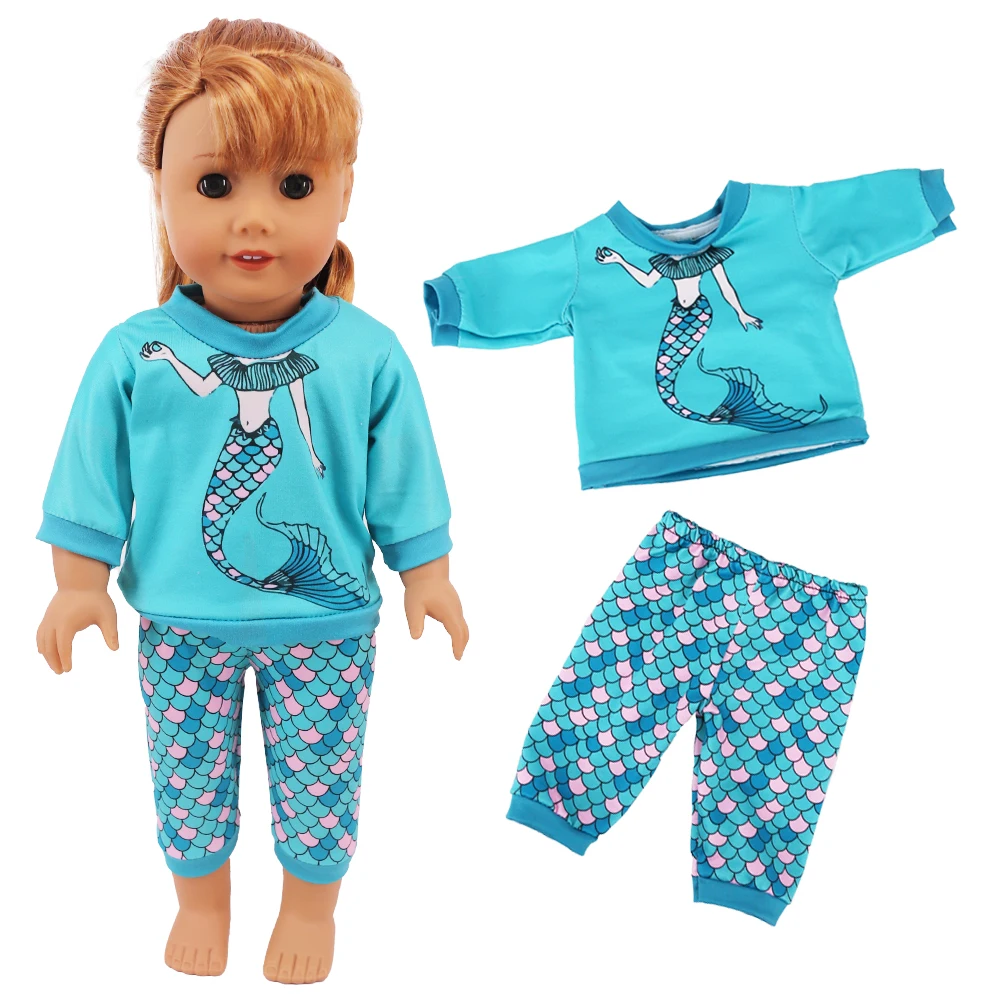 2 Pcs/Set Kawaii Animal Pajamas Suit For 43cm Baby Doll Clothes Accessories And 18 Inch American Doll Girl's Toys Our Generation