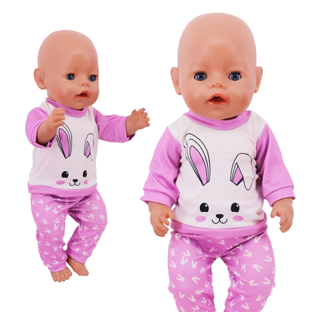 2 Pcs/Set Kawaii Animal Pajamas Suit For 43cm Baby Doll Clothes Accessories And 18 Inch American Doll Girl's Toys Our Generation