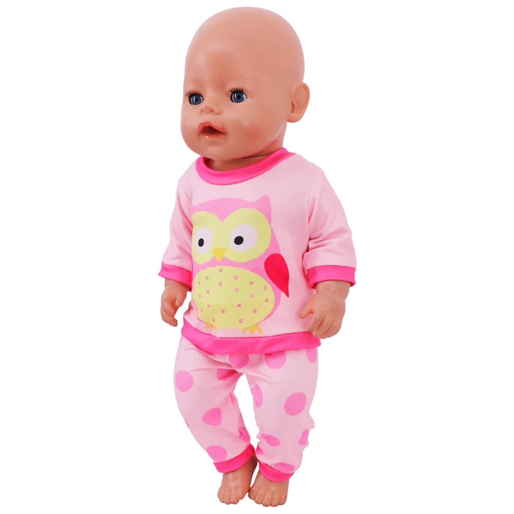2 Pcs/Set Kawaii Animal Pajamas Suit For 43cm Baby Doll Clothes Accessories And 18 Inch American Doll Girl's Toys Our Generation