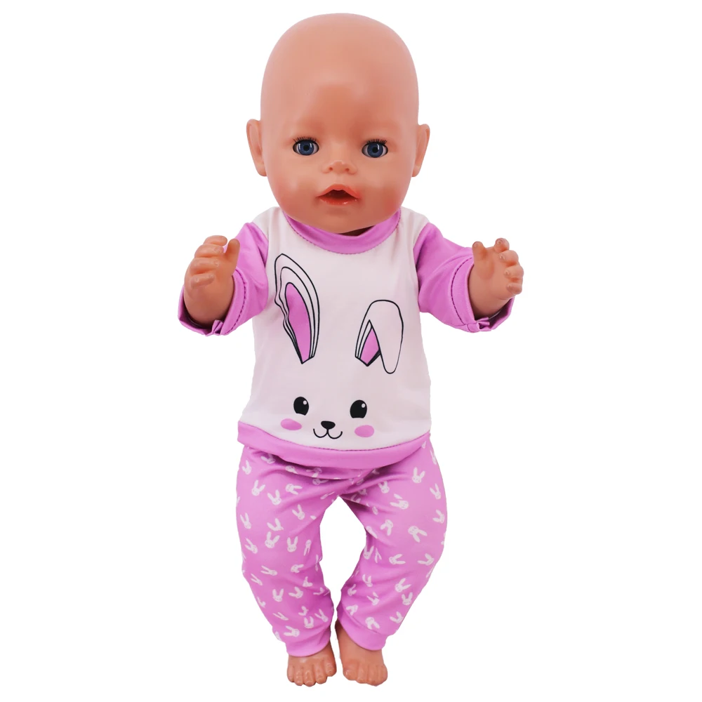 2 Pcs/Set Kawaii Animal Pajamas Suit For 43cm Baby Doll Clothes Accessories And 18 Inch American Doll Girl's Toys Our Generation