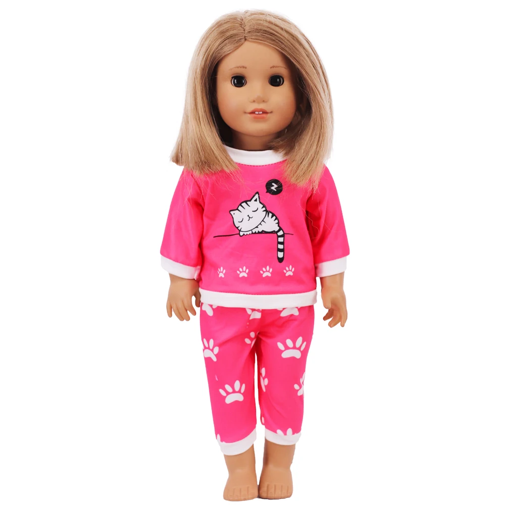 2 Pcs/Set Kawaii Animal Pajamas Suit For 43cm Baby Doll Clothes Accessories And 18 Inch American Doll Girl's Toys Our Generation