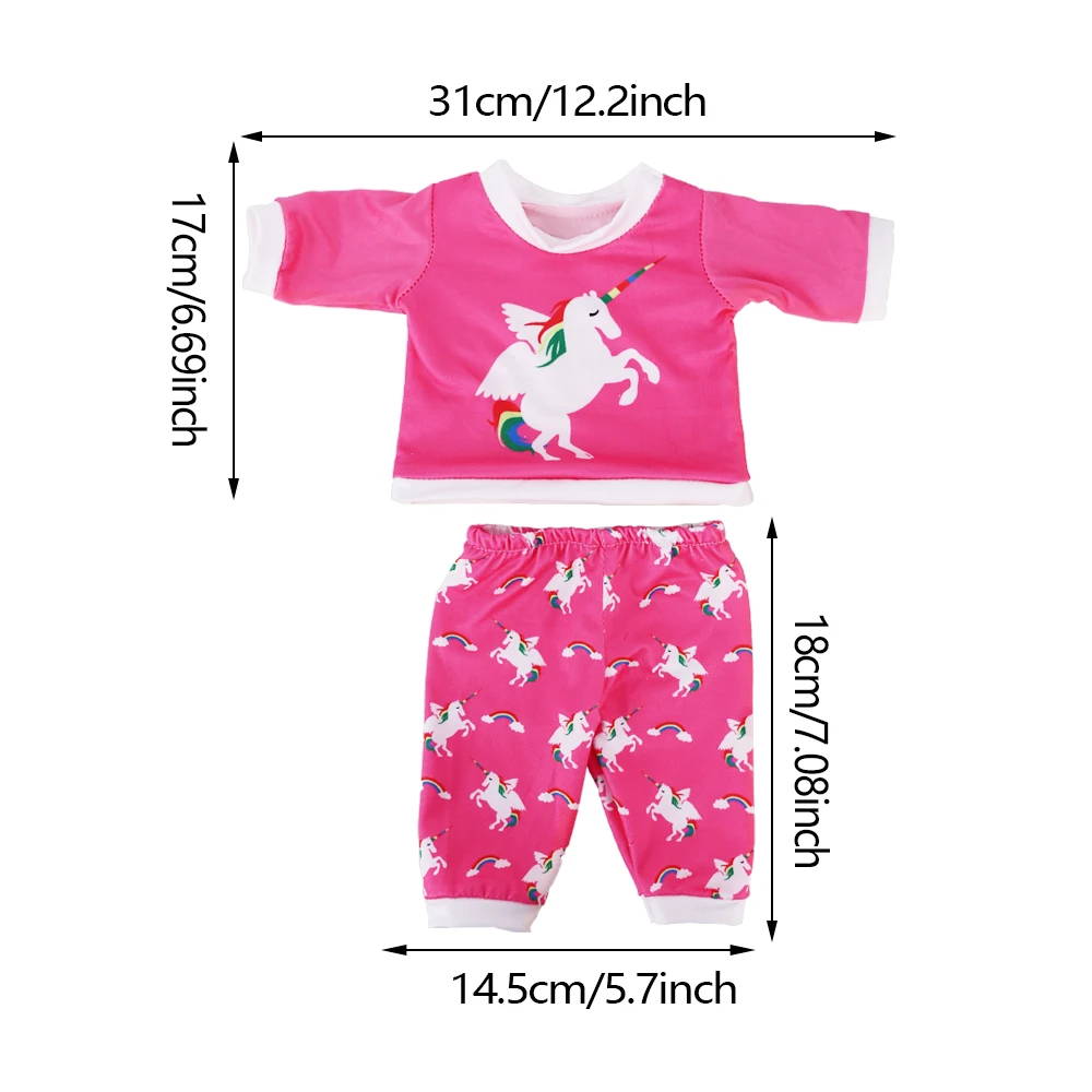 2 Pcs/Set Kawaii Animal Pajamas Suit For 43cm Baby Doll Clothes Accessories And 18 Inch American Doll Girl's Toys Our Generation