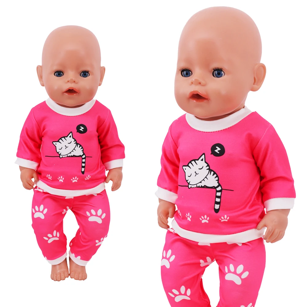 2 Pcs/Set Kawaii Animal Pajamas Suit For 43cm Baby Doll Clothes Accessories And 18 Inch American Doll Girl's Toys Our Generation