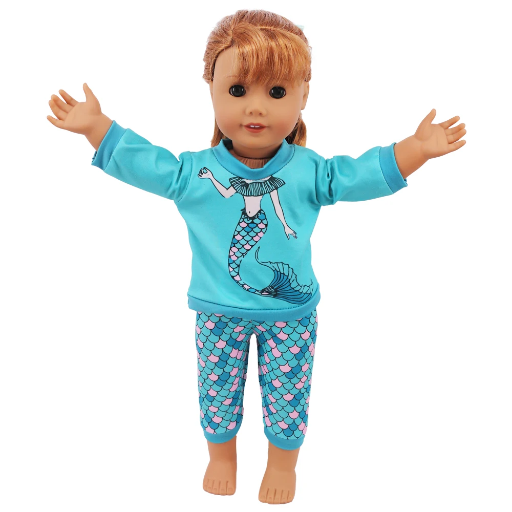 2 Pcs/Set Kawaii Animal Pajamas Suit For 43cm Baby Doll Clothes Accessories And 18 Inch American Doll Girl's Toys Our Generation