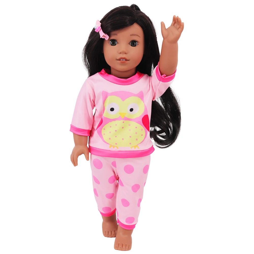 2 Pcs/Set Kawaii Animal Pajamas Suit For 43cm Baby Doll Clothes Accessories And 18 Inch American Doll Girl's Toys Our Generation
