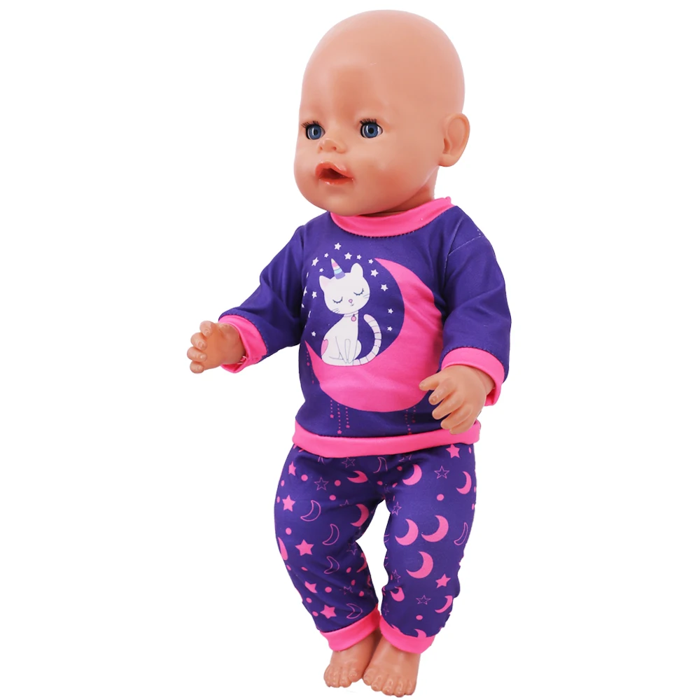 2 Pcs/Set Kawaii Animal Pajamas Suit For 43cm Baby Doll Clothes Accessories And 18 Inch American Doll Girl's Toys Our Generation