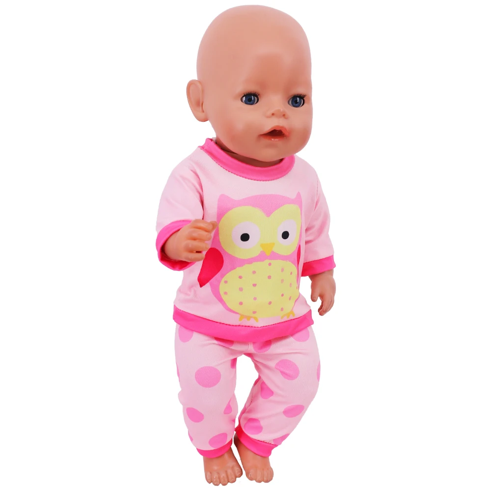 2 Pcs/Set Kawaii Animal Pajamas Suit For 43cm Baby Doll Clothes Accessories And 18 Inch American Doll Girl's Toys Our Generation