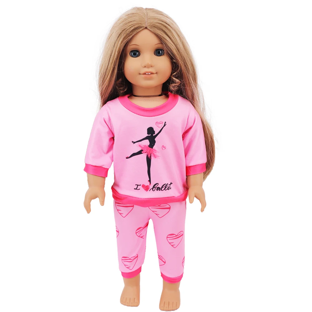 2 Pcs/Set Kawaii Animal Pajamas Suit For 43cm Baby Doll Clothes Accessories And 18 Inch American Doll Girl's Toys Our Generation