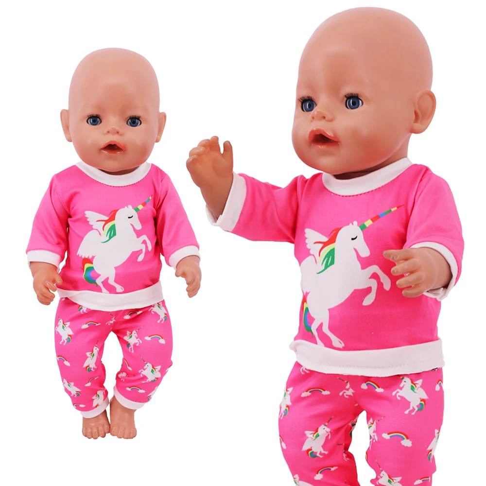 2 Pcs/Set Kawaii Animal Pajamas Suit For 43cm Baby Doll Clothes Accessories And 18 Inch American Doll Girl's Toys Our Generation