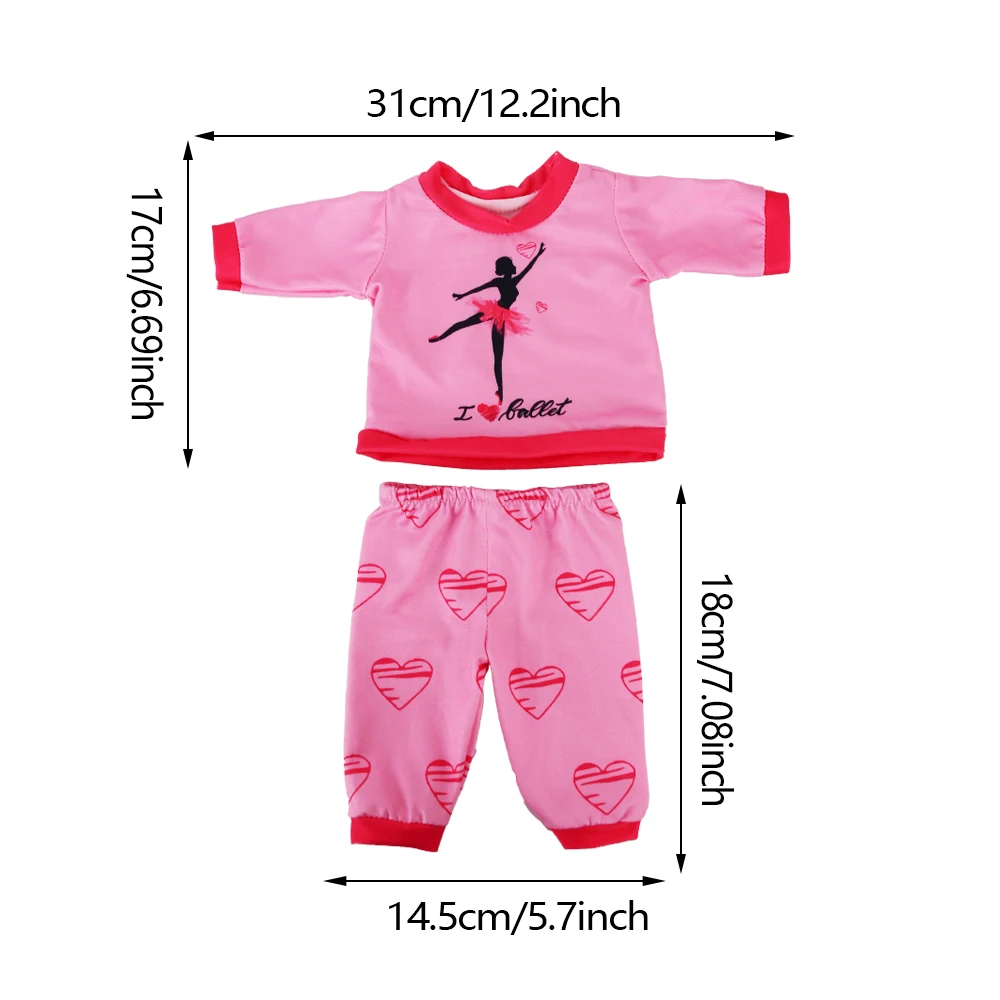 2 Pcs/Set Kawaii Animal Pajamas Suit For 43cm Baby Doll Clothes Accessories And 18 Inch American Doll Girl's Toys Our Generation