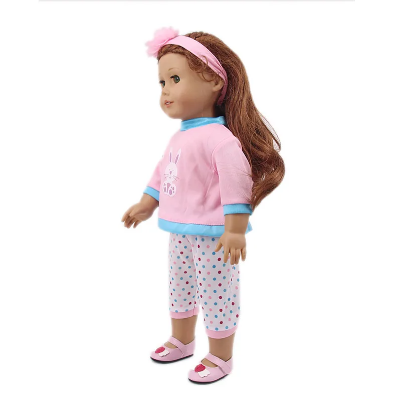 2 Pcs/Set Kawaii Animal Pajamas Suit For 43cm Baby Doll Clothes Accessories And 18 Inch American Doll Girl's Toys Our Generation