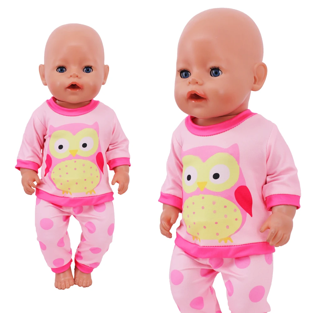 2 Pcs/Set Kawaii Animal Pajamas Suit For 43cm Baby Doll Clothes Accessories And 18 Inch American Doll Girl's Toys Our Generation