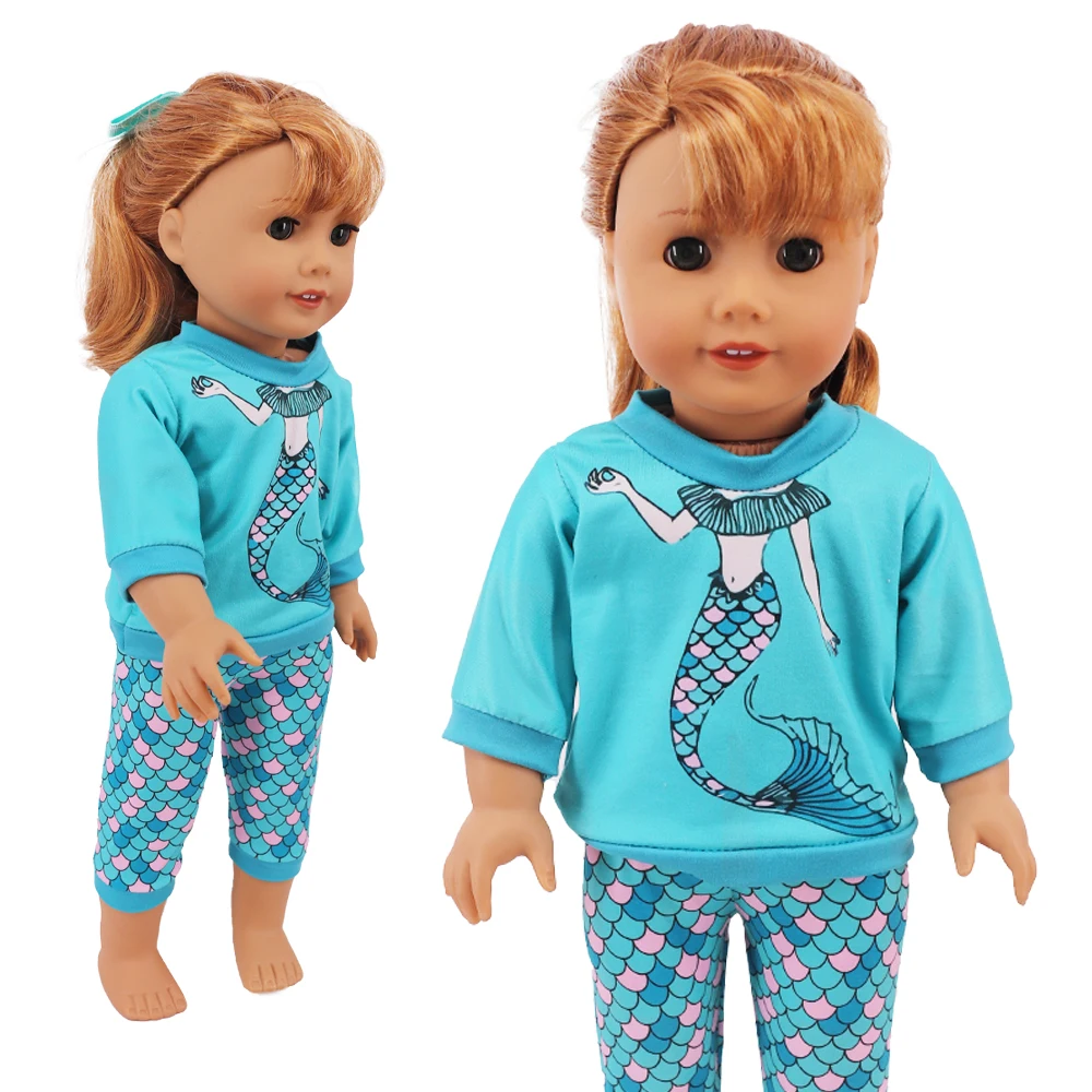 2 Pcs/Set Kawaii Animal Pajamas Suit For 43cm Baby Doll Clothes Accessories And 18 Inch American Doll Girl's Toys Our Generation