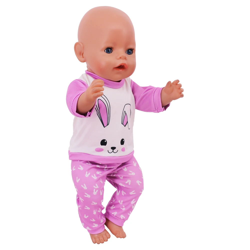 2 Pcs/Set Kawaii Animal Pajamas Suit For 43cm Baby Doll Clothes Accessories And 18 Inch American Doll Girl's Toys Our Generation