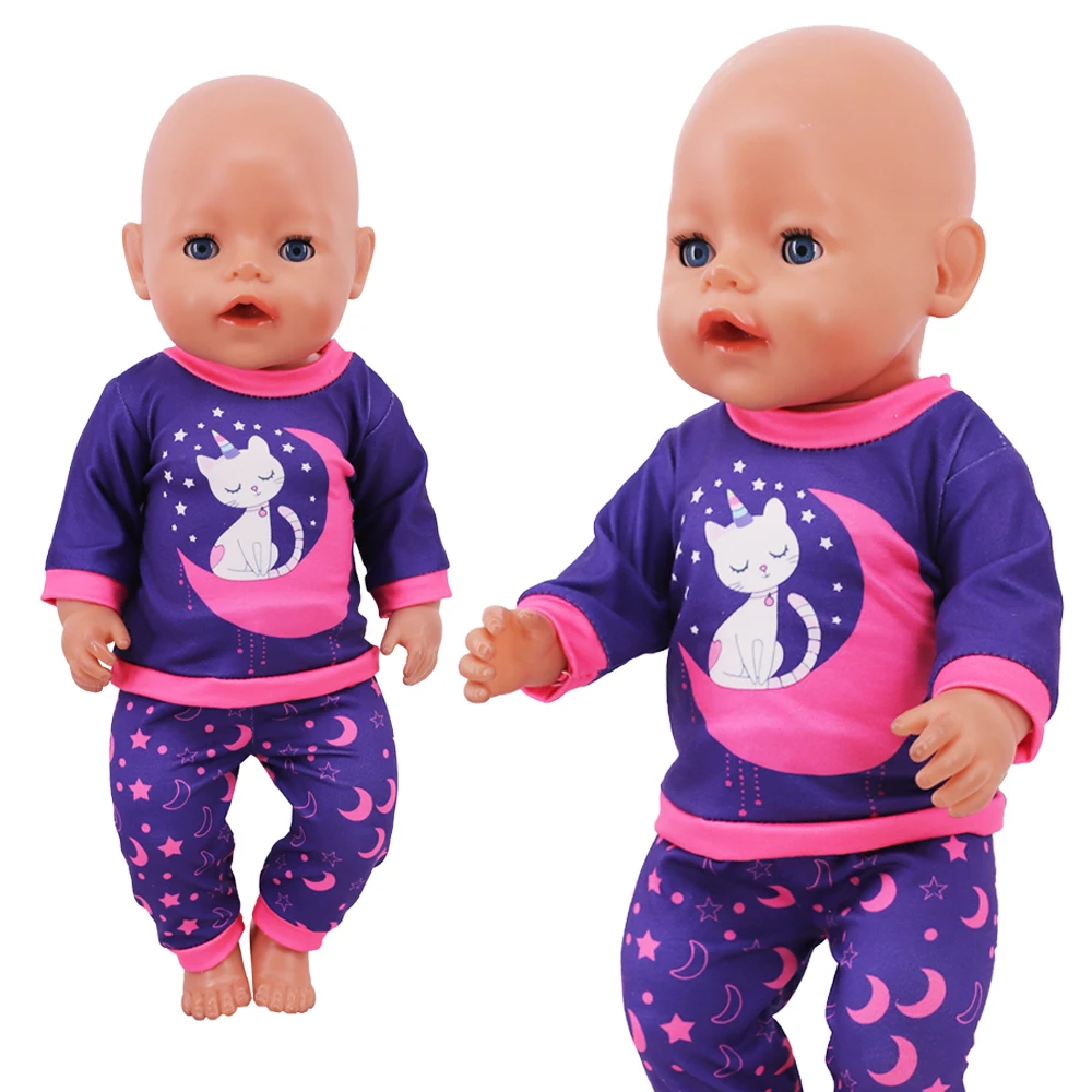 2 Pcs/Set Kawaii Animal Pajamas Suit For 43cm Baby Doll Clothes Accessories And 18 Inch American Doll Girl's Toys Our Generation