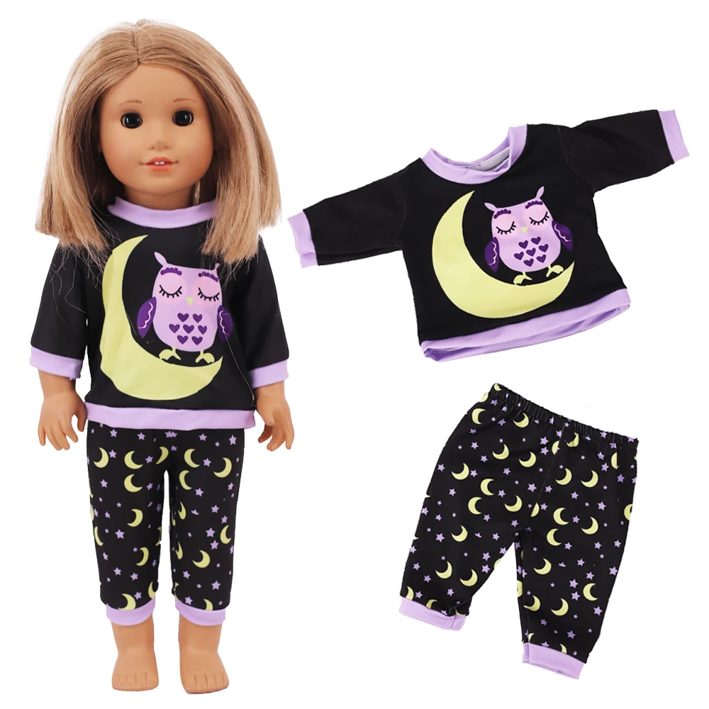 2 Pcs/Set Kawaii Animal Pajamas Suit For 43cm Baby Doll Clothes Accessories And 18 Inch American Doll Girl's Toys Our Generation