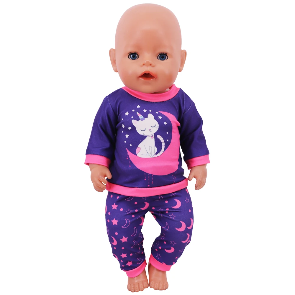 2 Pcs/Set Kawaii Animal Pajamas Suit For 43cm Baby Doll Clothes Accessories And 18 Inch American Doll Girl's Toys Our Generation