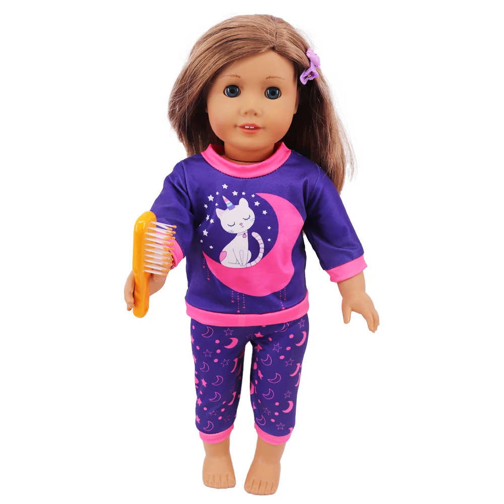 2 Pcs/Set Kawaii Animal Pajamas Suit For 43cm Baby Doll Clothes Accessories And 18 Inch American Doll Girl's Toys Our Generation