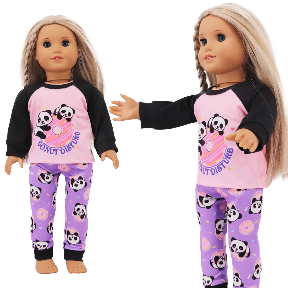 2 Pcs/Set Kawaii Animal Pajamas Suit For 43cm Baby Doll Clothes Accessories And 18 Inch American Doll Girl's Toys Our Generation