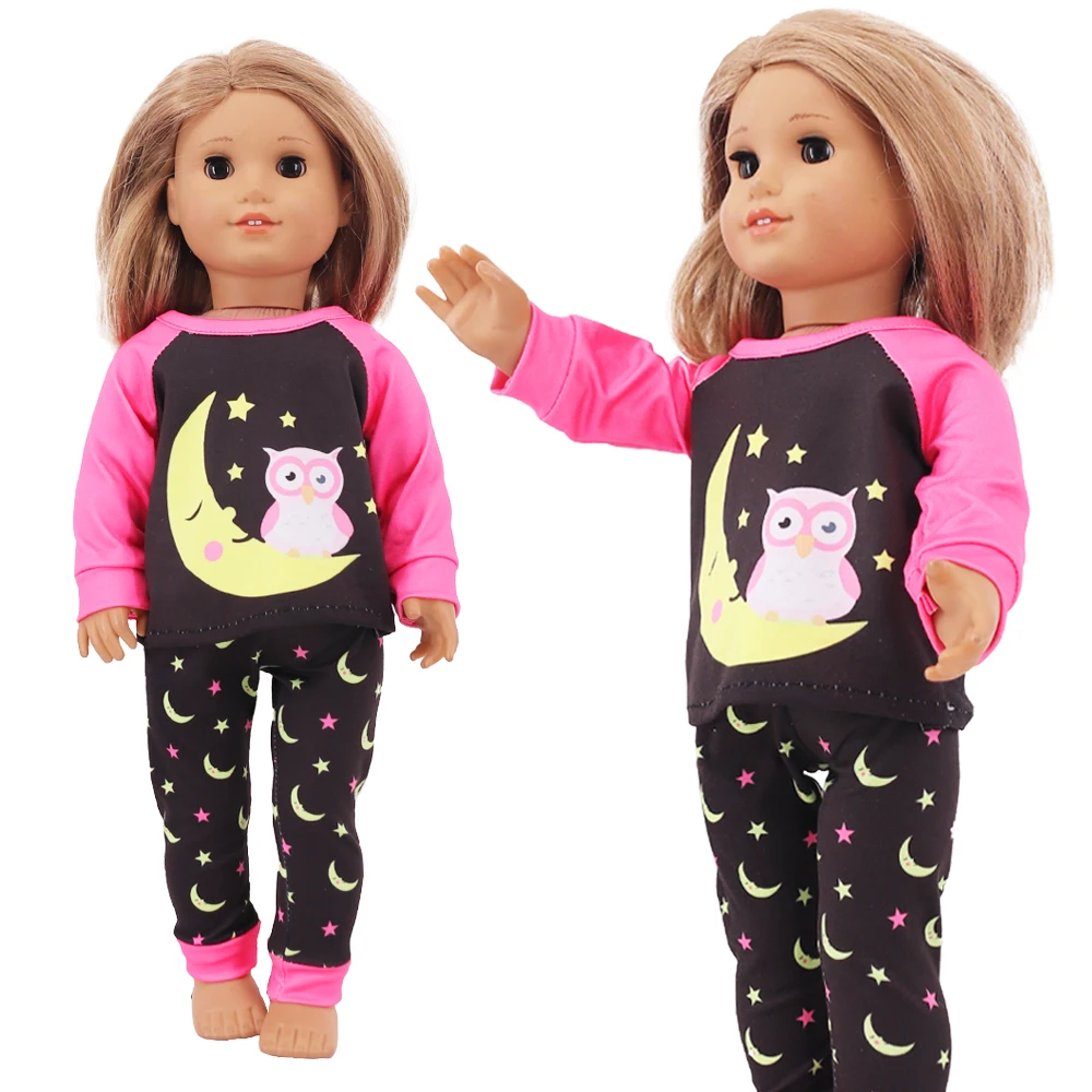 2 Pcs/Set Kawaii Animal Pajamas Suit For 43cm Baby Doll Clothes Accessories And 18 Inch American Doll Girl's Toys Our Generation