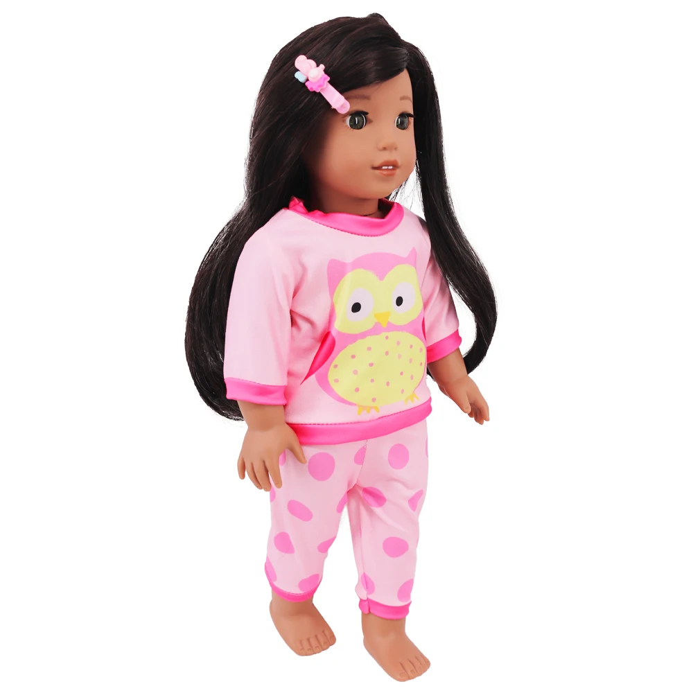 2 Pcs/Set Kawaii Animal Pajamas Suit For 43cm Baby Doll Clothes Accessories And 18 Inch American Doll Girl's Toys Our Generation