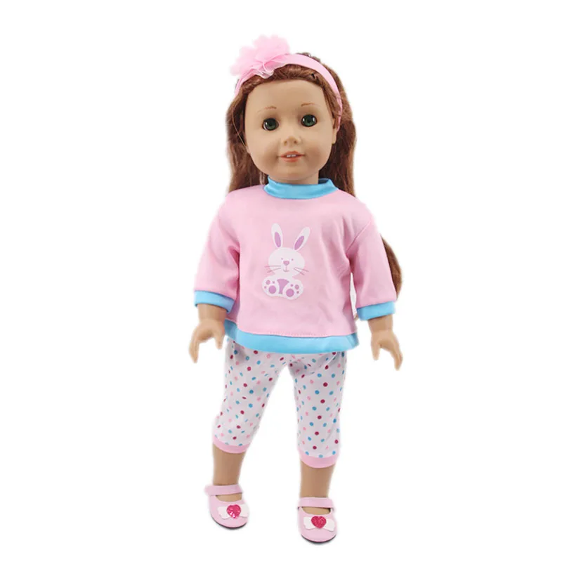 2 Pcs/Set Kawaii Animal Pajamas Suit For 43cm Baby Doll Clothes Accessories And 18 Inch American Doll Girl's Toys Our Generation