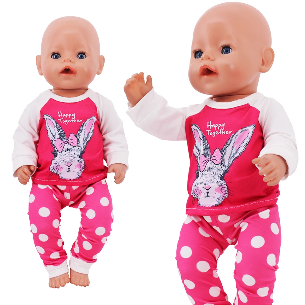 2 Pcs/Set Kawaii Animal Pajamas Suit For 43cm Baby Doll Clothes Accessories And 18 Inch American Doll Girl's Toys Our Generation