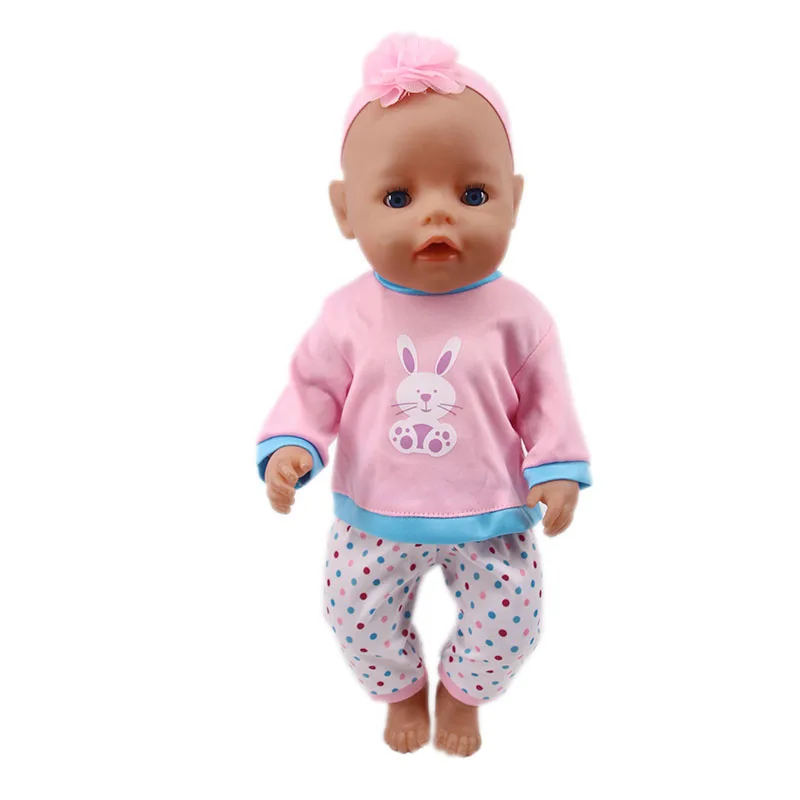 2 Pcs/Set Kawaii Animal Pajamas Suit For 43cm Baby Doll Clothes Accessories And 18 Inch American Doll Girl's Toys Our Generation
