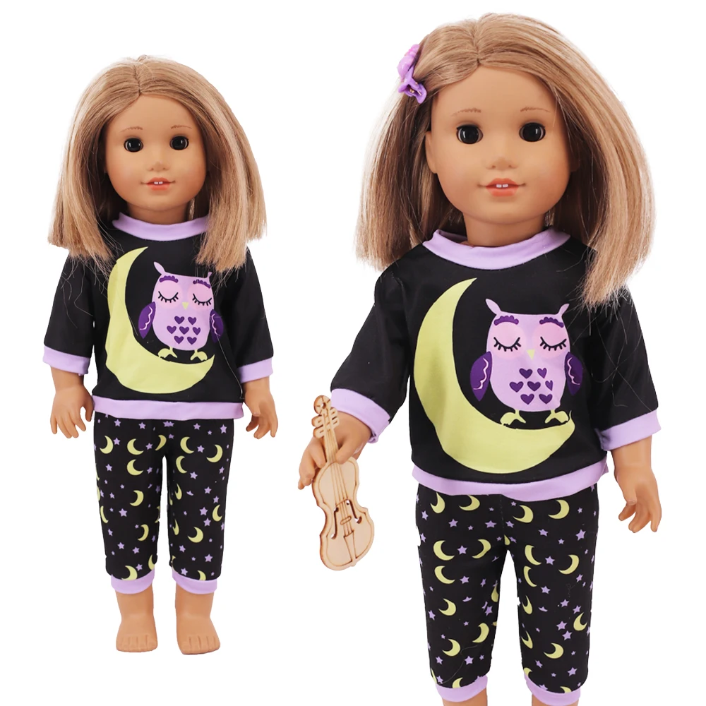 2 Pcs/Set Kawaii Animal Pajamas Suit For 43cm Baby Doll Clothes Accessories And 18 Inch American Doll Girl's Toys Our Generation