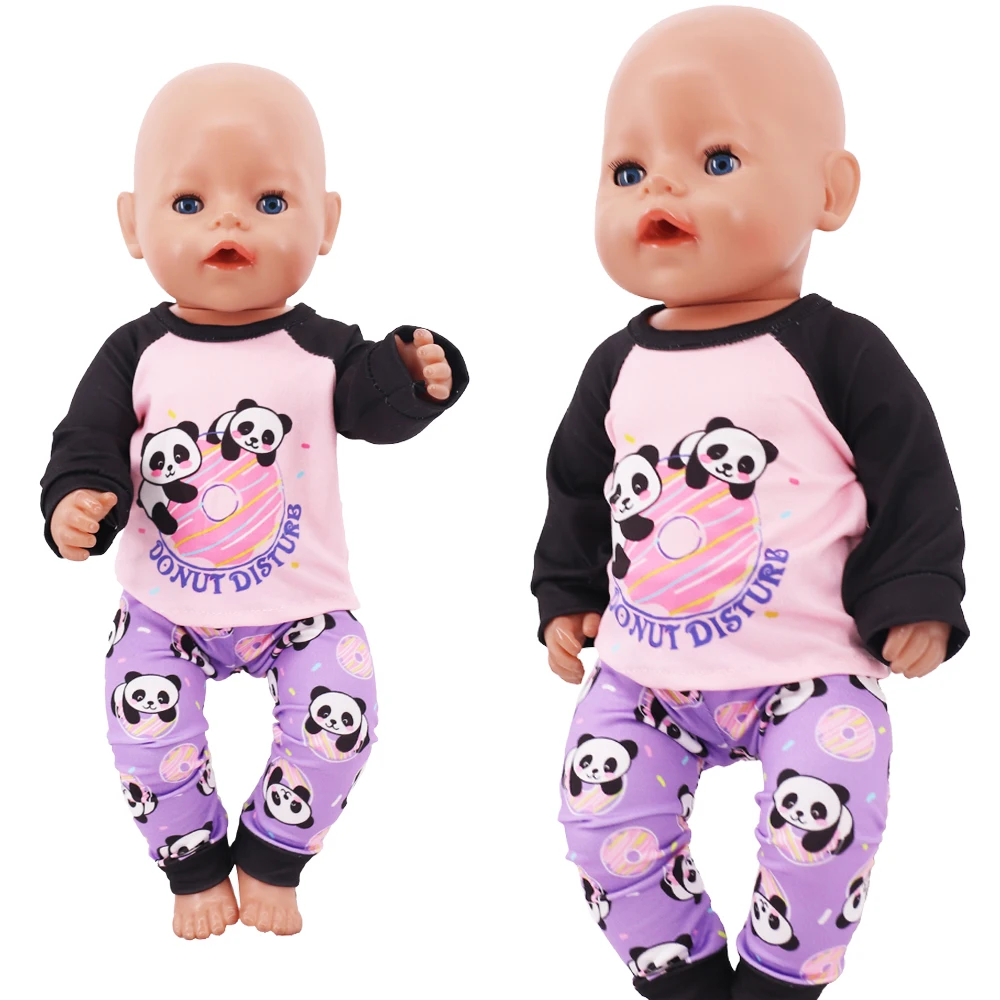 2 Pcs/Set Kawaii Animal Pajamas Suit For 43cm Baby Doll Clothes Accessories And 18 Inch American Doll Girl's Toys Our Generation