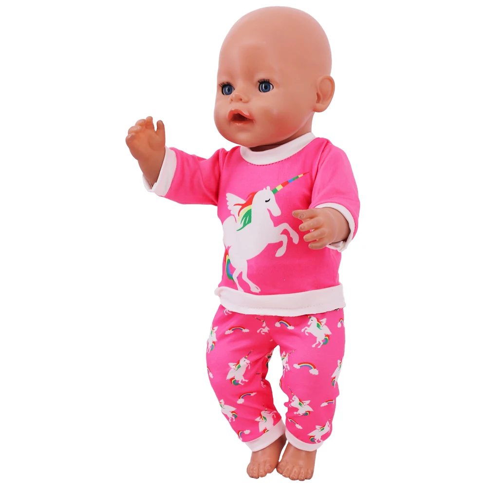 2 Pcs/Set Kawaii Animal Pajamas Suit For 43cm Baby Doll Clothes Accessories And 18 Inch American Doll Girl's Toys Our Generation