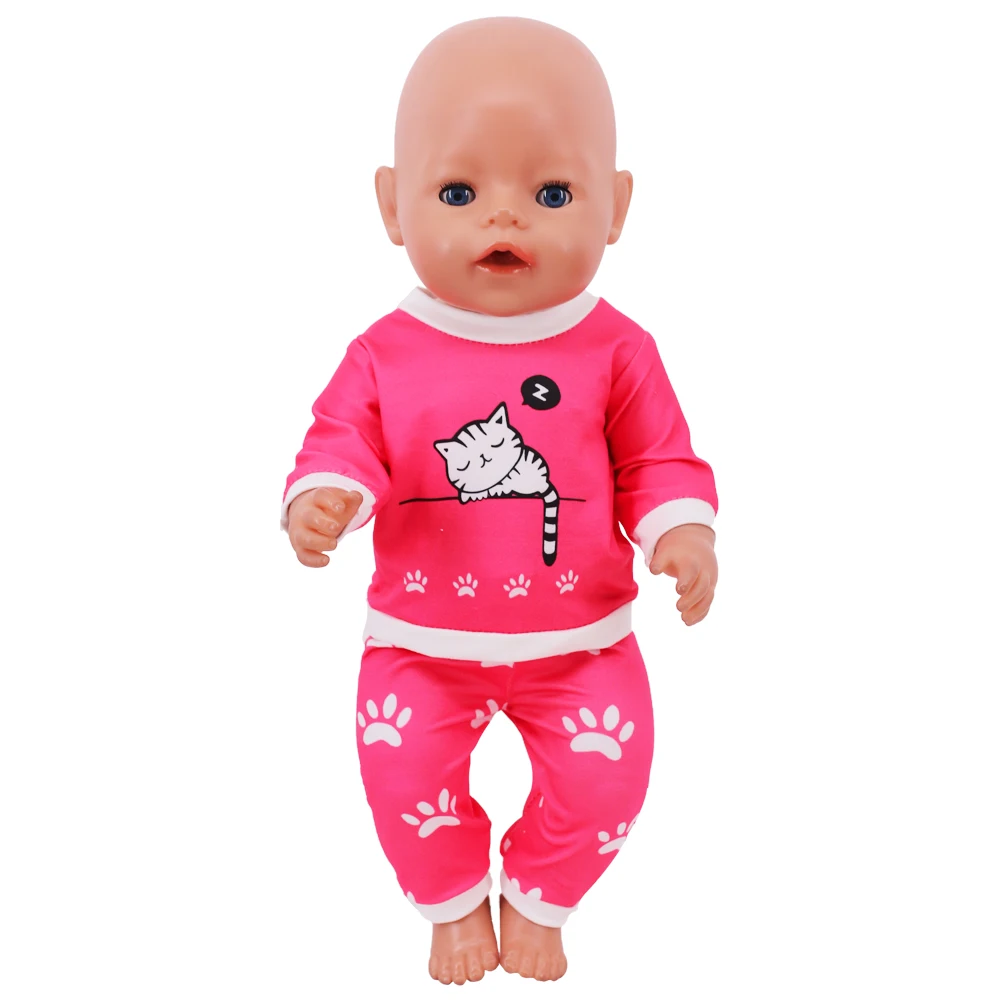 2 Pcs/Set Kawaii Animal Pajamas Suit For 43cm Baby Doll Clothes Accessories And 18 Inch American Doll Girl's Toys Our Generation