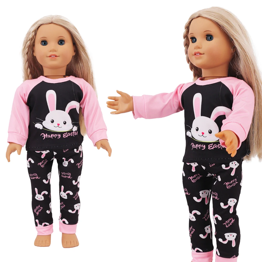 2 Pcs/Set Kawaii Animal Pajamas Suit For 43cm Baby Doll Clothes Accessories And 18 Inch American Doll Girl's Toys Our Generation