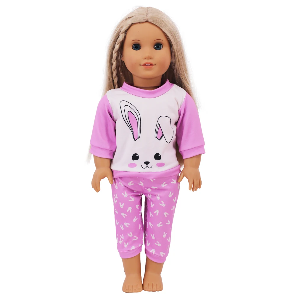 2 Pcs/Set Kawaii Animal Pajamas Suit For 43cm Baby Doll Clothes Accessories And 18 Inch American Doll Girl's Toys Our Generation