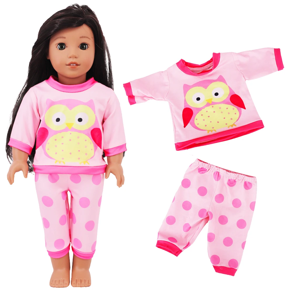 2 Pcs/Set Kawaii Animal Pajamas Suit For 43cm Baby Doll Clothes Accessories And 18 Inch American Doll Girl's Toys Our Generation