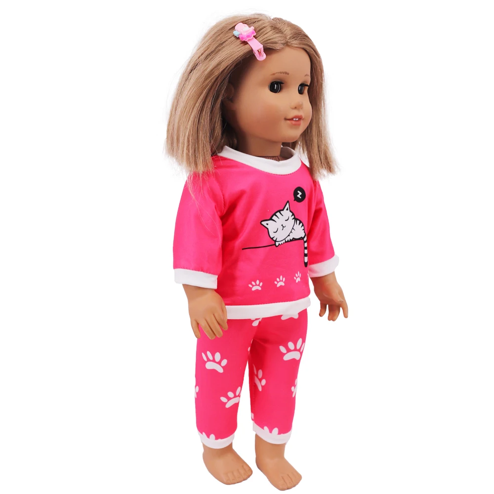 2 Pcs/Set Kawaii Animal Pajamas Suit For 43cm Baby Doll Clothes Accessories And 18 Inch American Doll Girl's Toys Our Generation