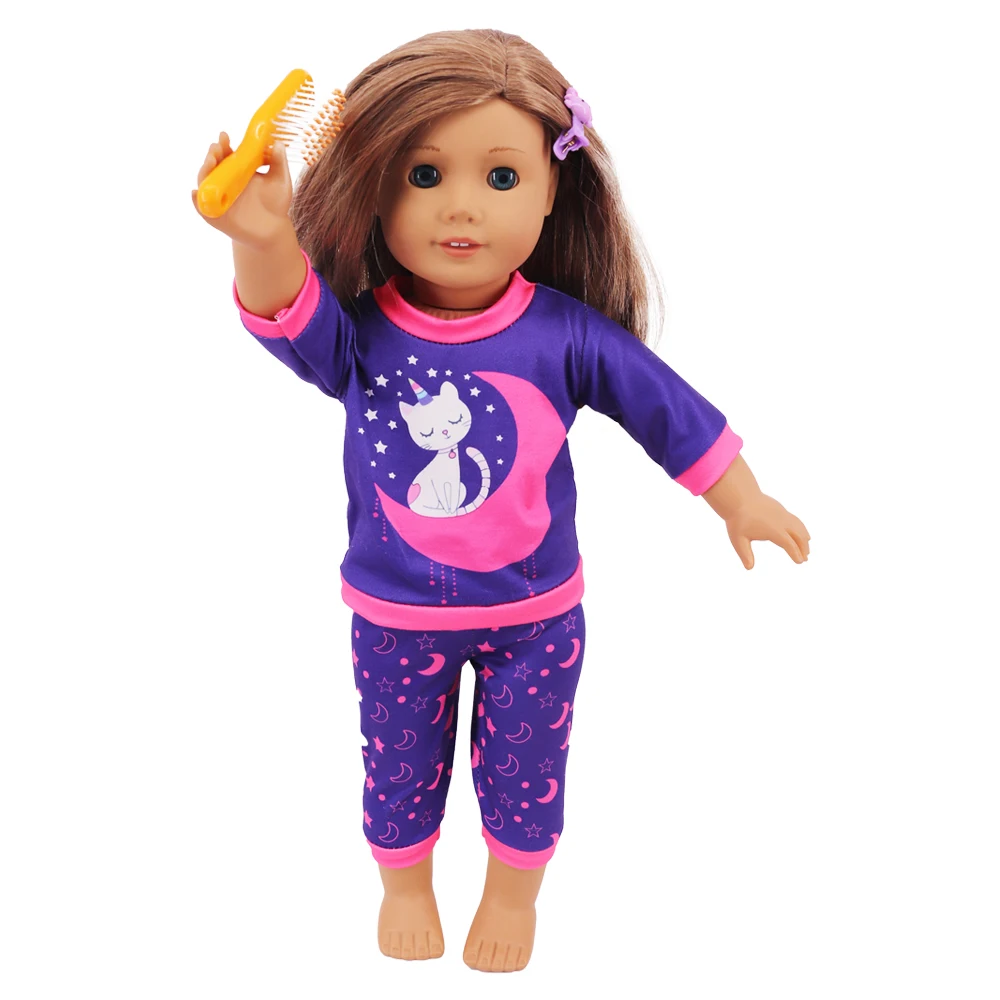 2 Pcs/Set Kawaii Animal Pajamas Suit For 43cm Baby Doll Clothes Accessories And 18 Inch American Doll Girl's Toys Our Generation