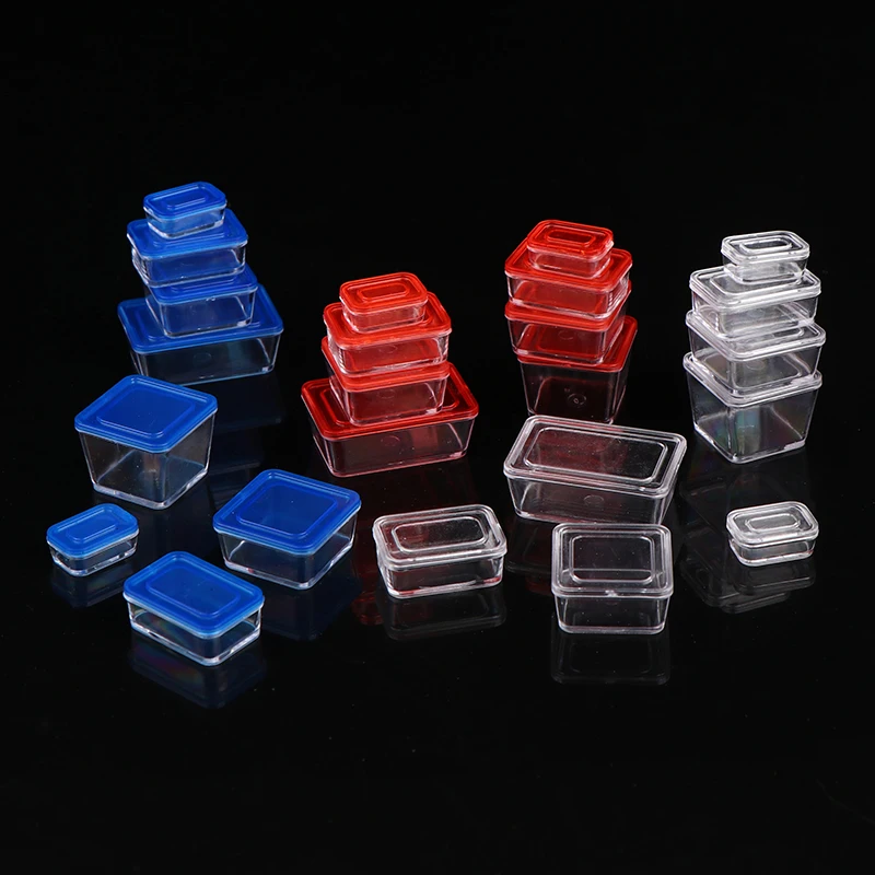 4pcs 1:12 Dollhouse Mininature Fresh Keeping Box Lunch Model Kitchen Tableware Accessories For Doll House Decor Kids Toys Gi