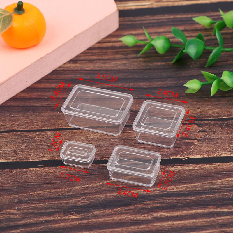 4pcs 1:12 Dollhouse Mininature Fresh Keeping Box Lunch Model Kitchen Tableware Accessories For Doll House Decor Kids Toys Gi