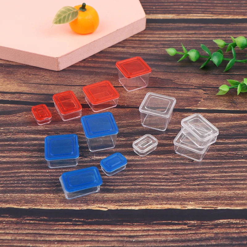 4pcs 1:12 Dollhouse Mininature Fresh Keeping Box Lunch Model Kitchen Tableware Accessories For Doll House Decor Kids Toys Gi