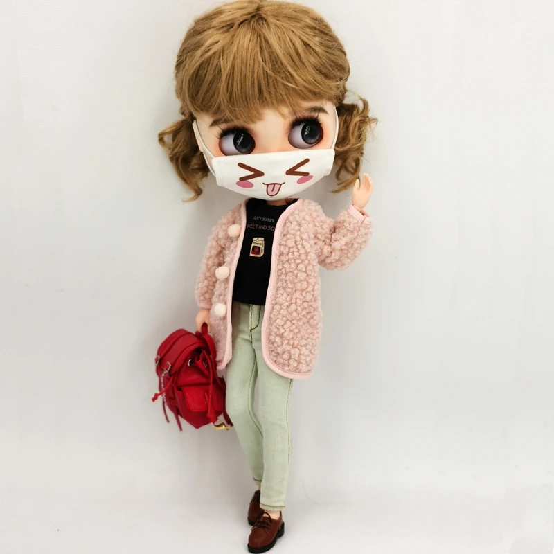 Blythe Clothes Trench Coat Casual Pants for Ob24 Ob22 Azone Blythe Doll Suit Tweed Jacket Set