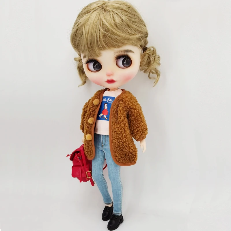 Blythe Clothes Trench Coat Casual Pants for Ob24 Ob22 Azone Blythe Doll Suit Tweed Jacket Set