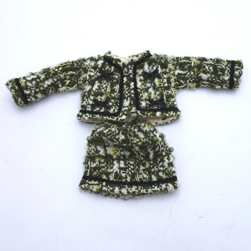 Blythe Clothes Trench Coat Casual Pants for Ob24 Ob22 Azone Blythe Doll Suit Tweed Jacket Set
