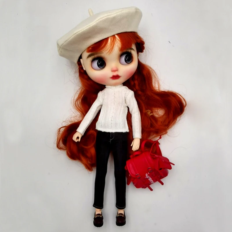 Blythe Clothes Trench Coat Casual Pants for Ob24 Ob22 Azone Blythe Doll Suit Tweed Jacket Set