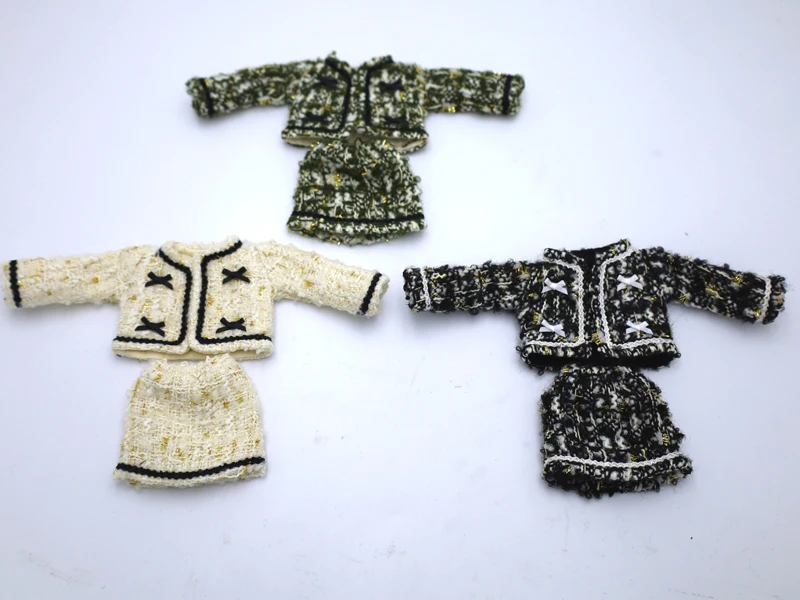Blythe Clothes Trench Coat Casual Pants for Ob24 Ob22 Azone Blythe Doll Suit Tweed Jacket Set