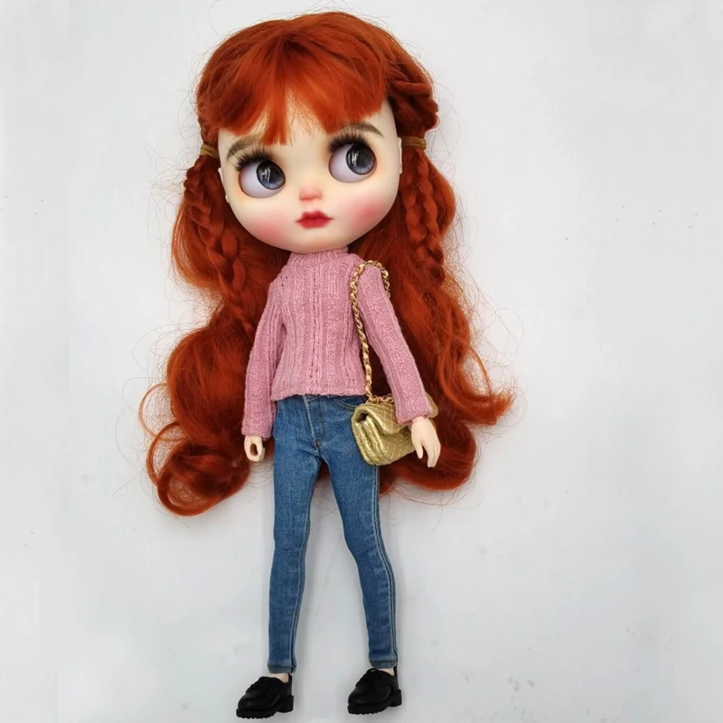 Blythe Clothes Trench Coat Casual Pants for Ob24 Ob22 Azone Blythe Doll Suit Tweed Jacket Set