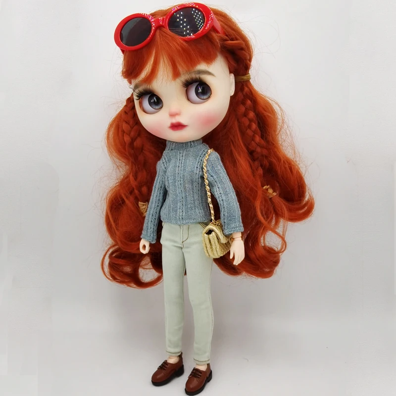 Blythe Clothes Trench Coat Casual Pants for Ob24 Ob22 Azone Blythe Doll Suit Tweed Jacket Set
