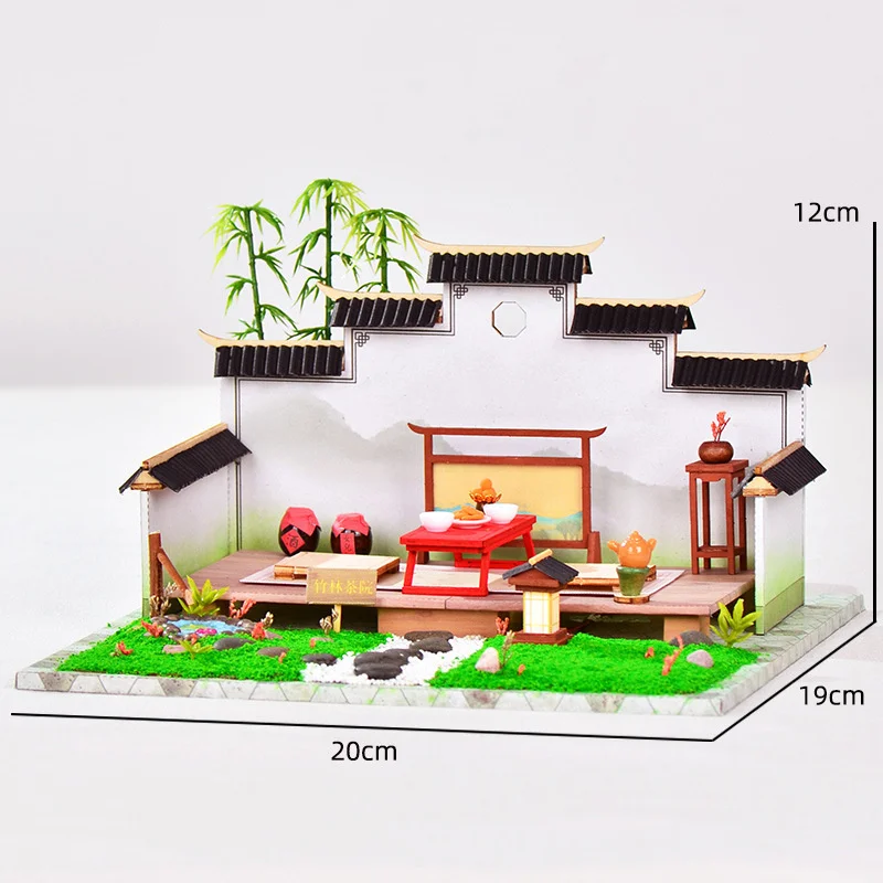 DIY Wooden Doll House Japanese Sushi Store Miniature Building Kit BBQ Breakfast Dollhouse With Furniture Toys for Girls Gifts