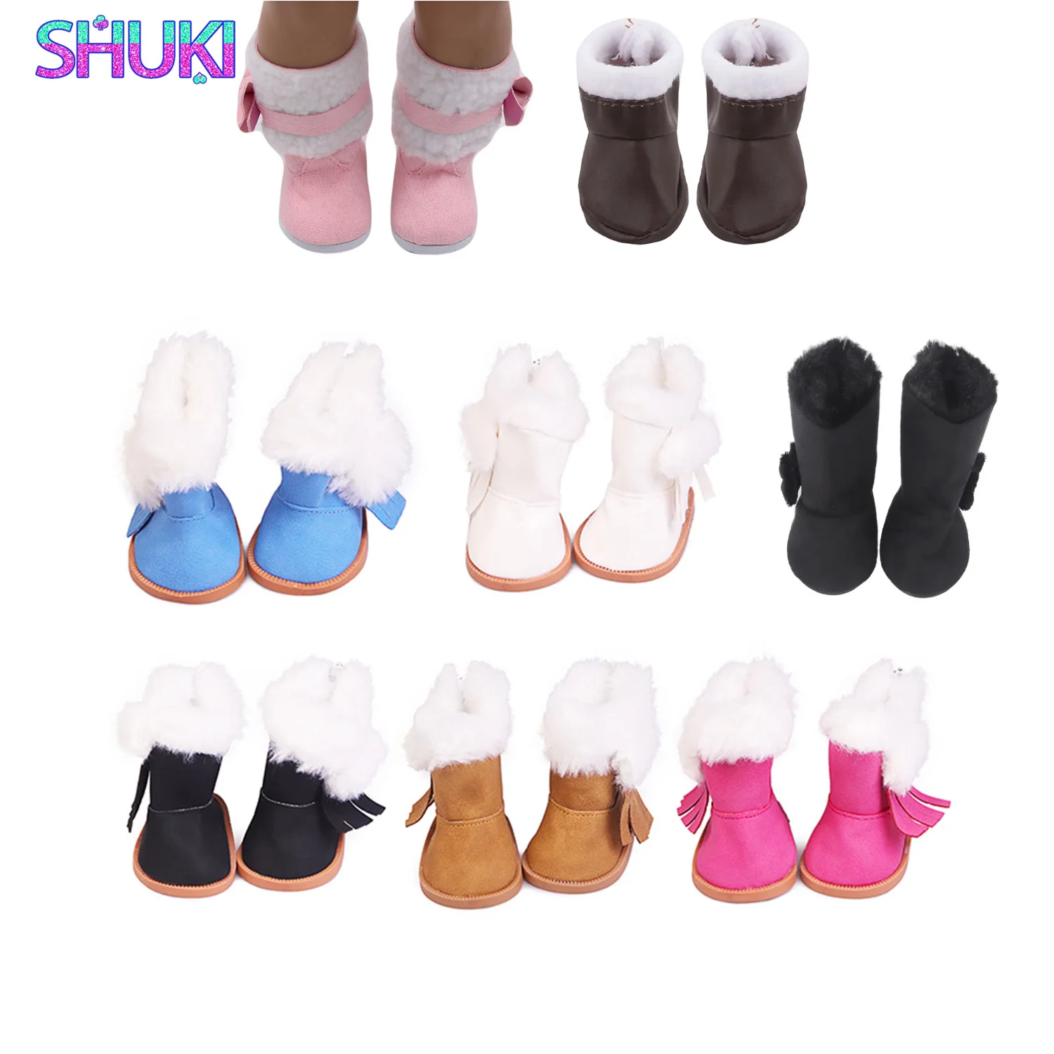 7CM Doll Snow Boots Tassels Plush Doll Shoes For 18 inch American&43cm Baby New Born,Generation,Life Girl Doll 1/3 BJD Dolls